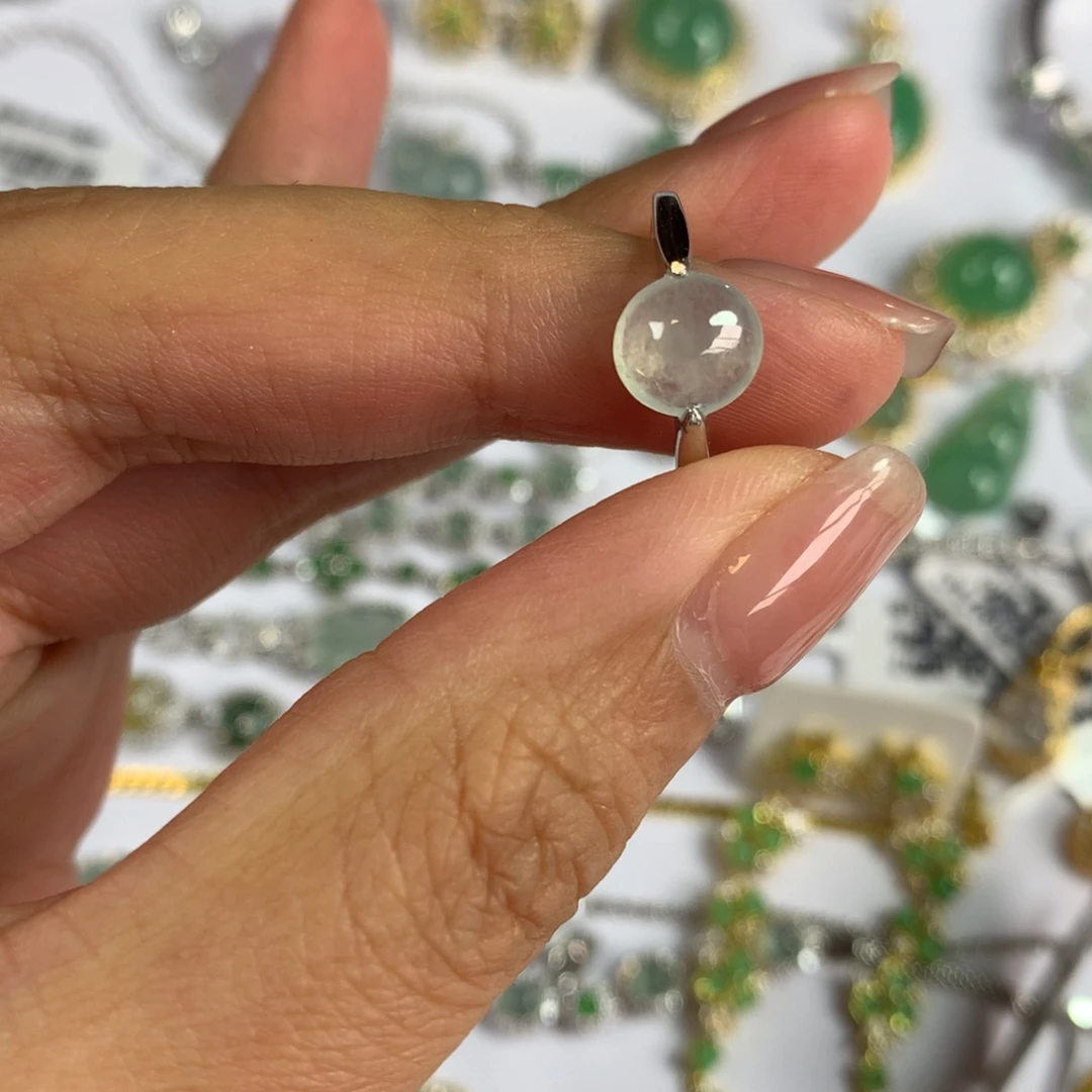 翡翠银S925镶嵌戒指戒指