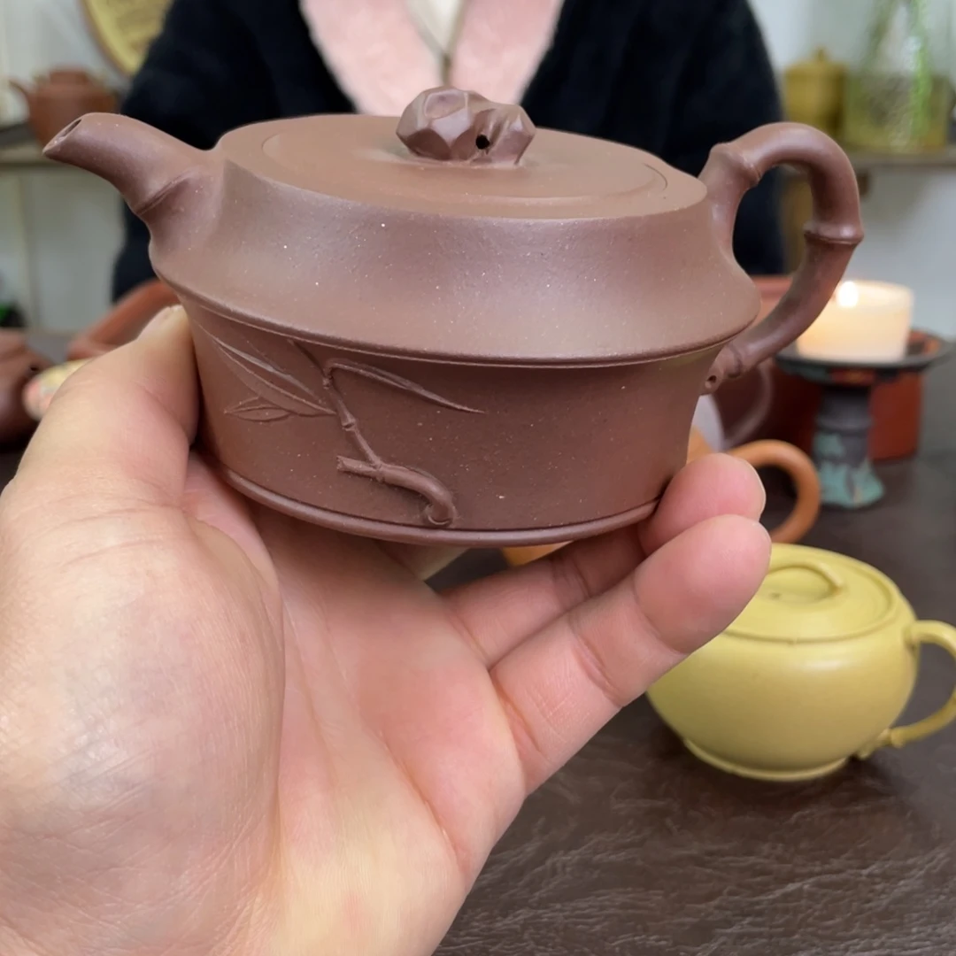 紫砂茶壶竹子紫泥