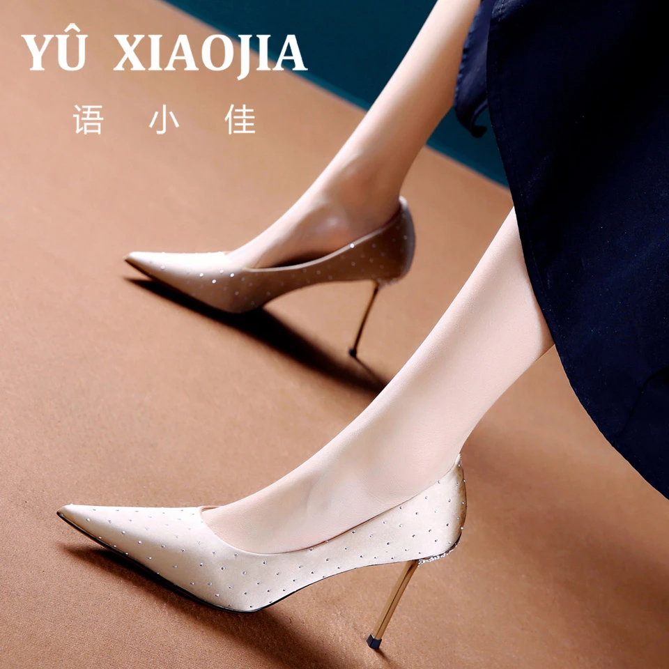 9CM[已开价]2025春季性感水钻浅口细跟单鞋女尖头超高跟鞋Y25918