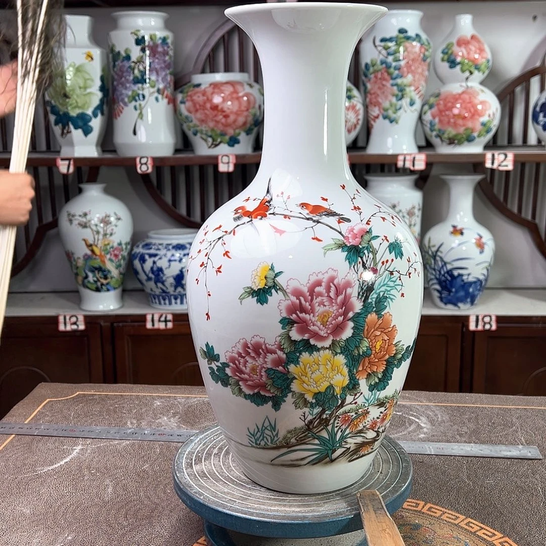 摆件景德镇陶瓷棒牡丹