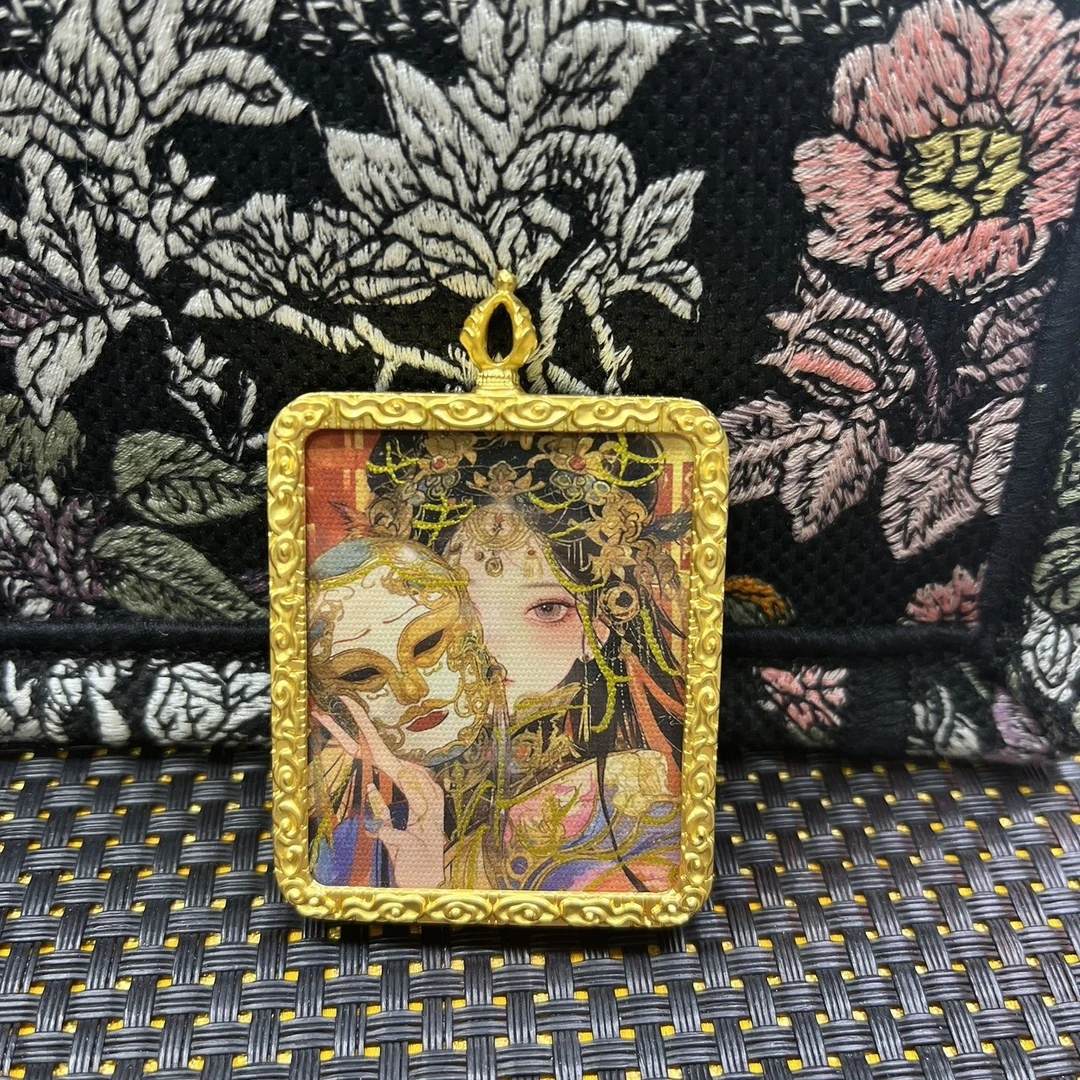 手绘描金合金藏族风格招财纳福护佑平安寓意饰品