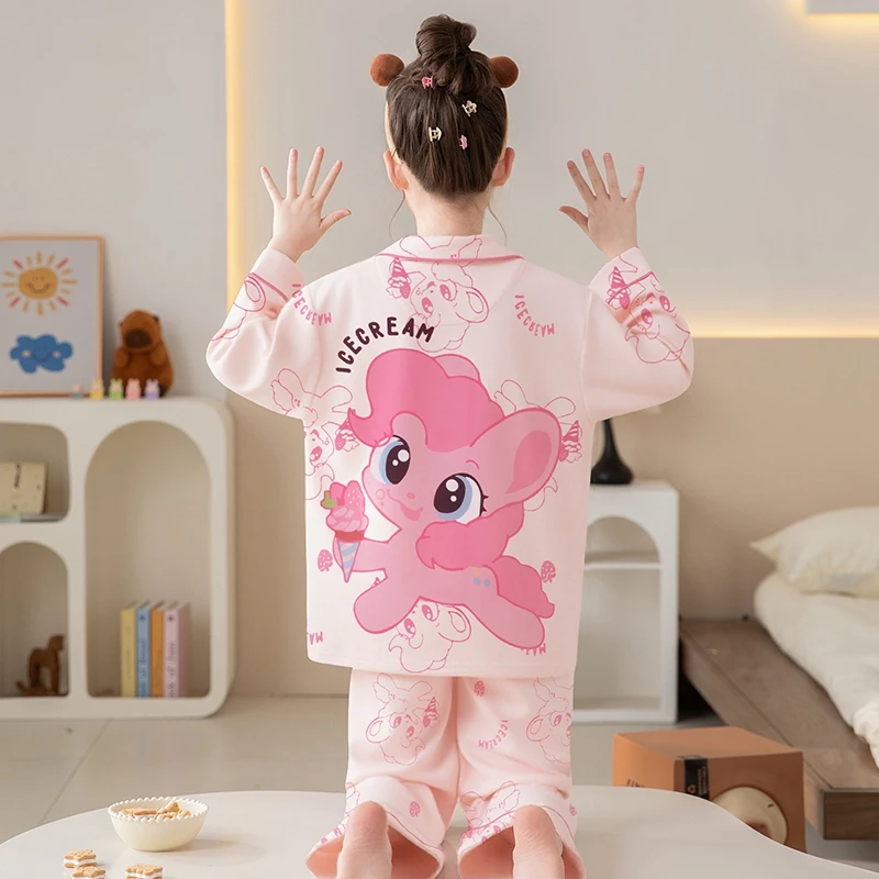 YUZHAOLIN/俞兆林可爱风长袖纯棉中小童睡衣女童春秋季翻领家居服