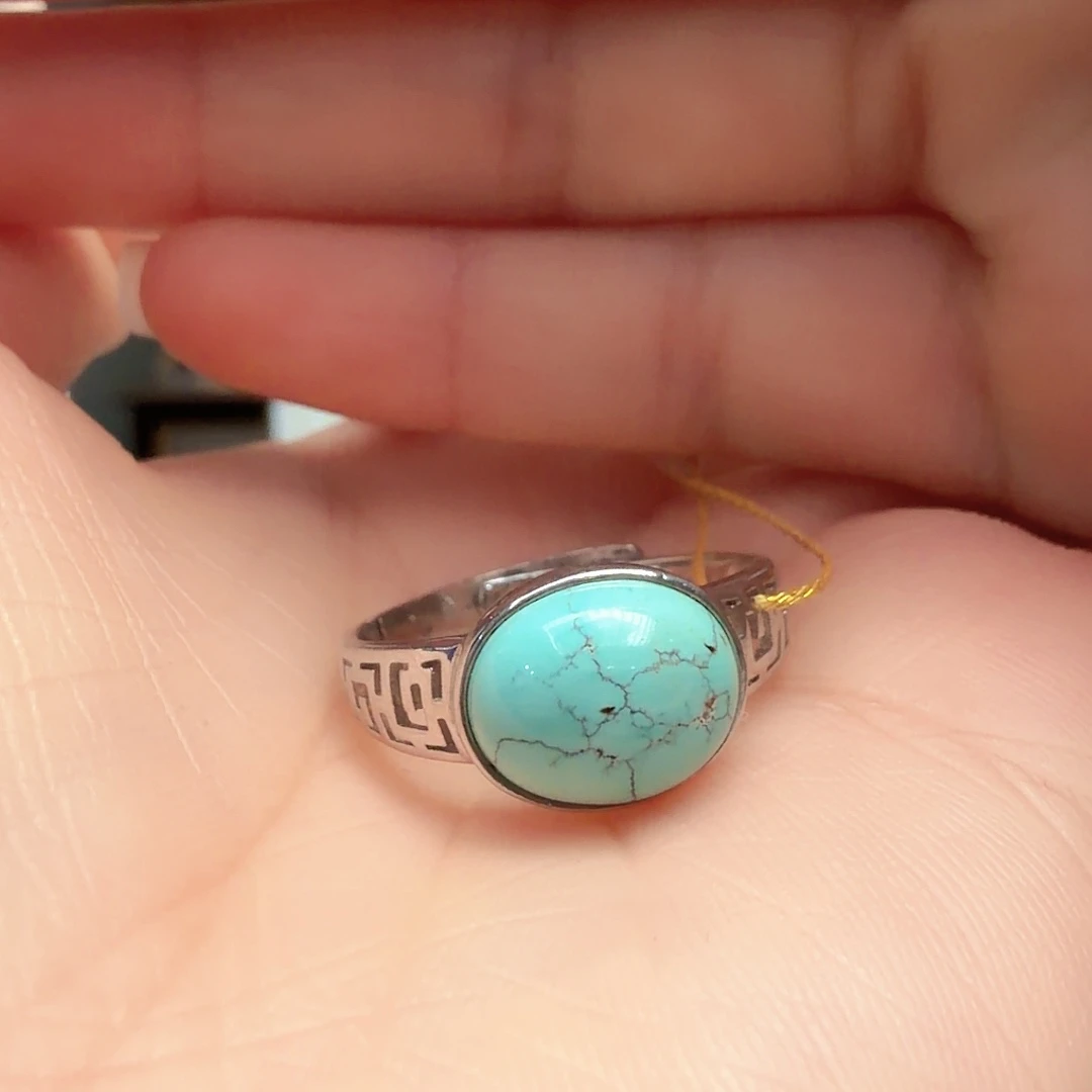 绿松石银S925镶嵌戒指