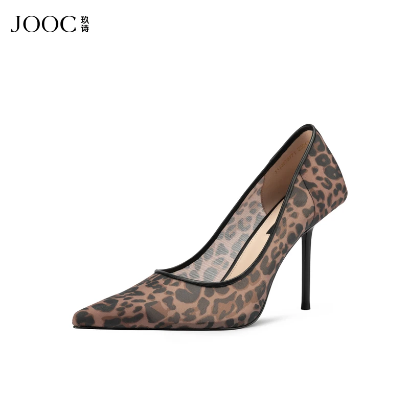 【危险派对】JOOC玖诗性感高跟鞋2025春季新豹纹气质浅口单鞋小码