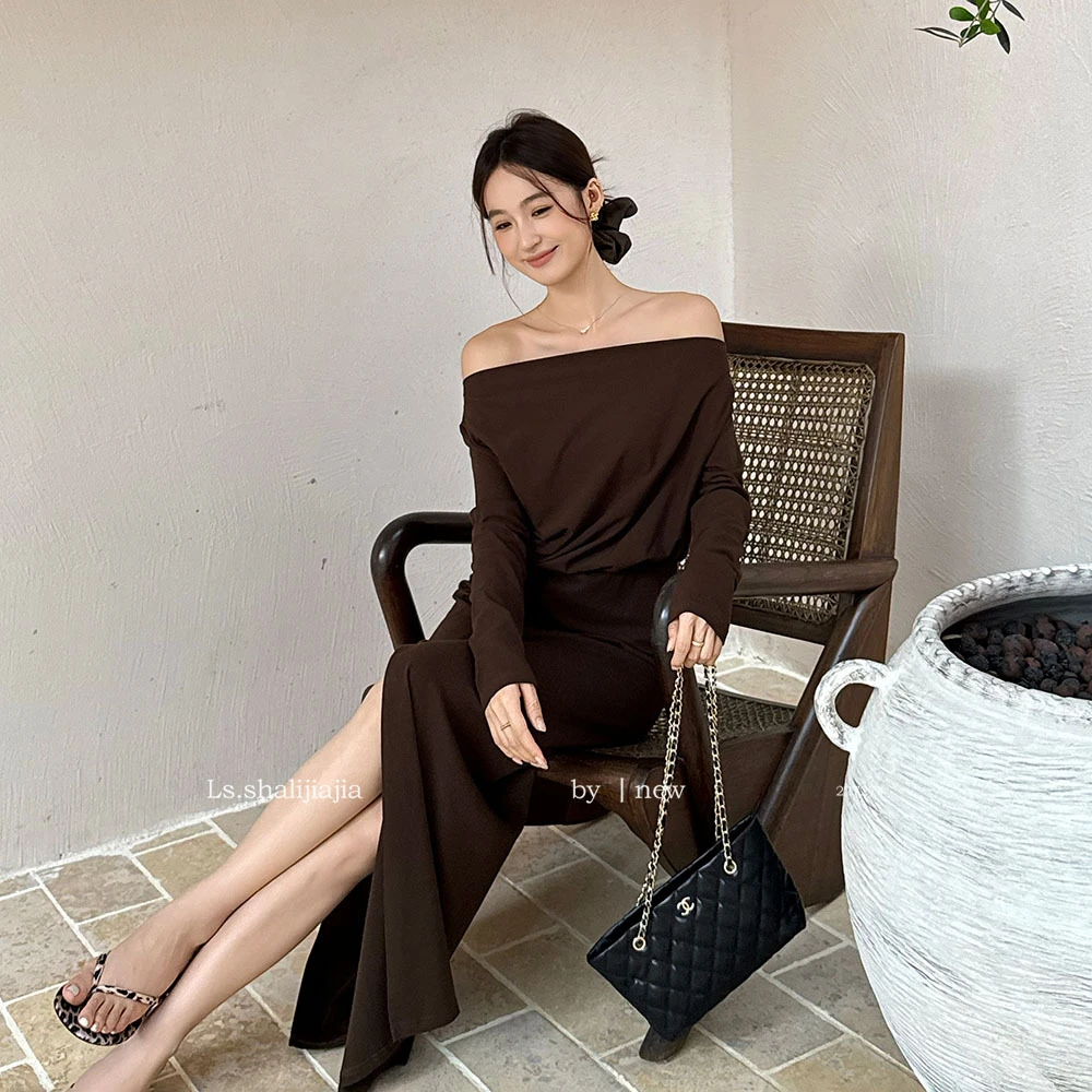 时尚优雅知性极简通勤连衣裙广州十三行早秋新品女装