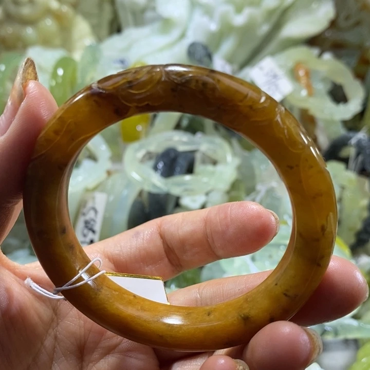 岫玉未镶嵌岫玉手镯52.53