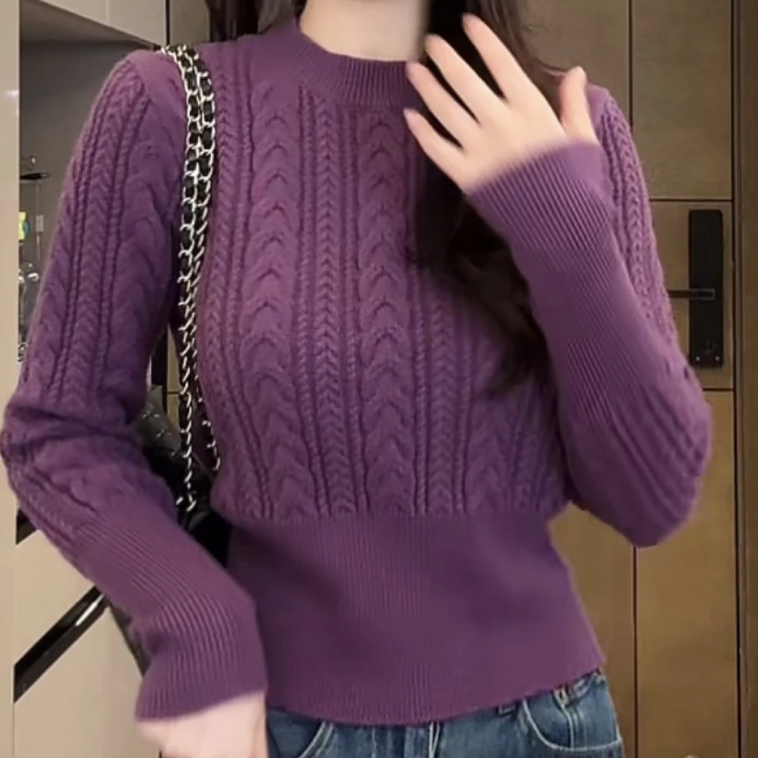 麻花小立领收腰厚款毛针织衫女秋冬新款软糯时尚毛衣199