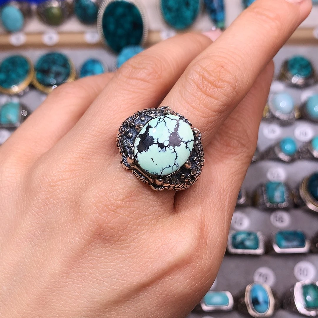 绿松石挂件银S925镶嵌暖*