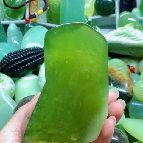 未镶嵌蛇纹石玉手把件