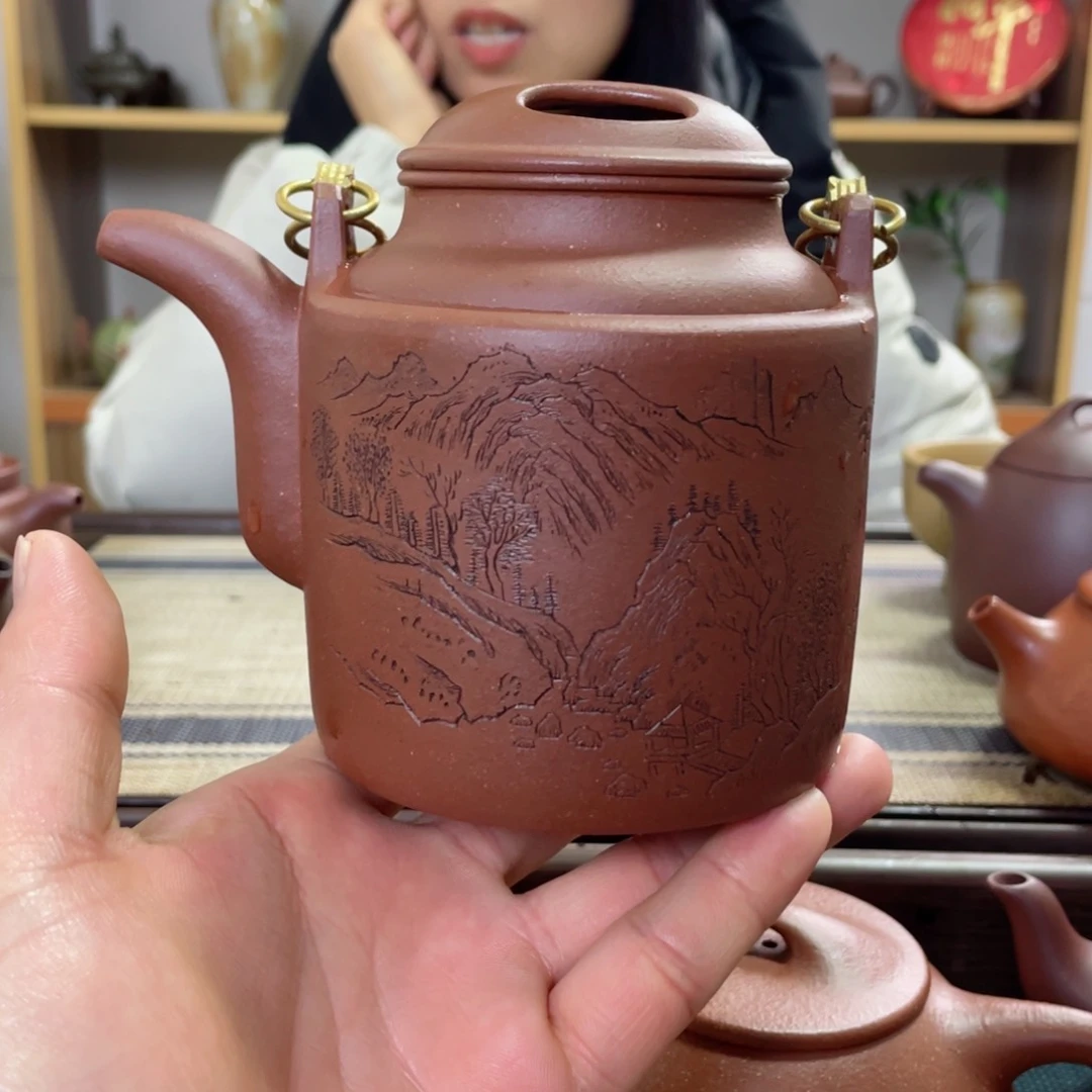 紫砂茶壶洋桶 红降坡
