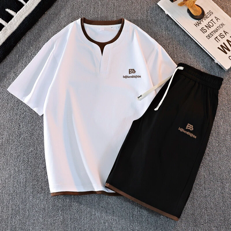 夏季休闲套装男学生潮流短袖青少年短裤两件套时尚半袖宽松运动潮