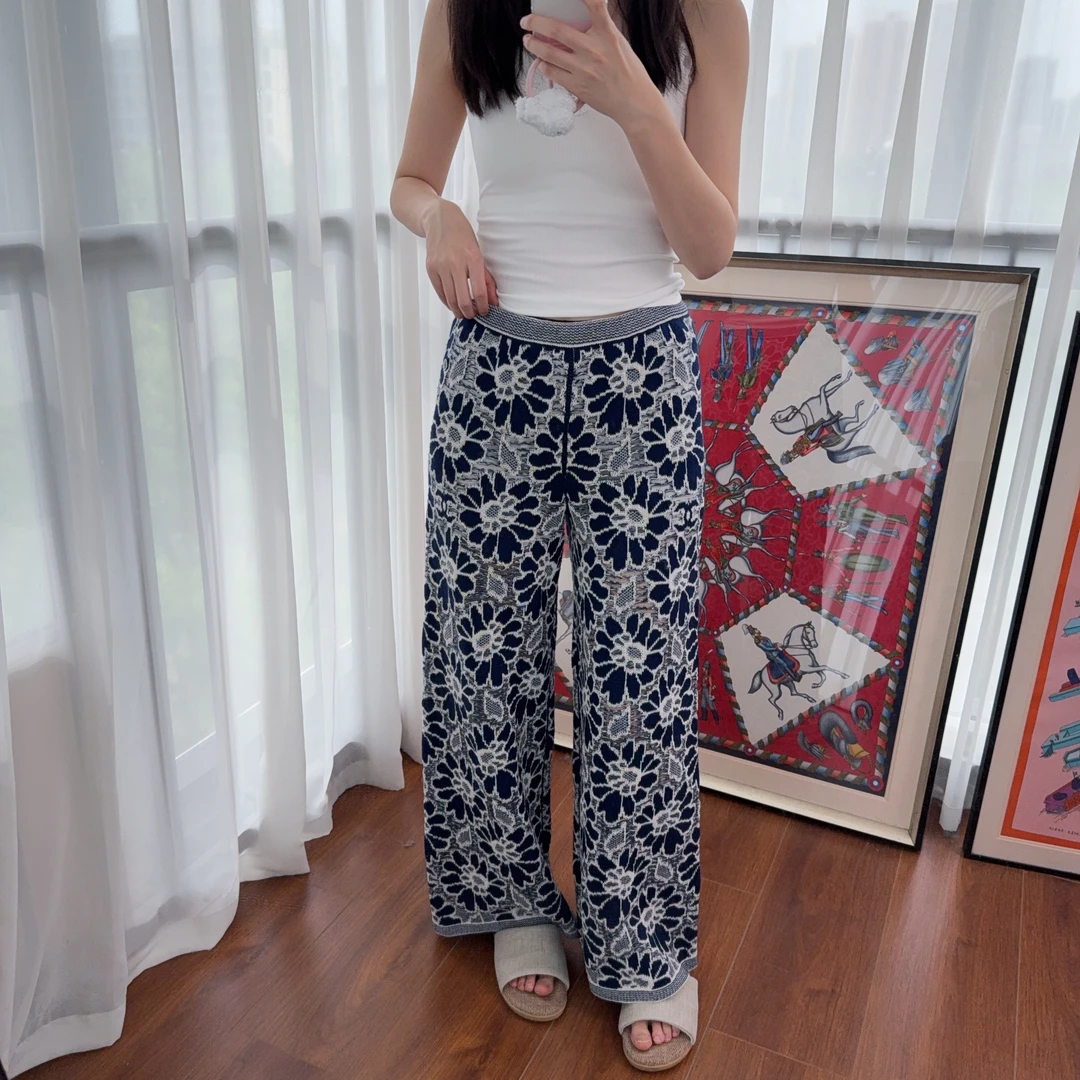 95新 Chanel/香奈儿 麦殿/蓝白青花瓷裤子38码/240923VGLVH07