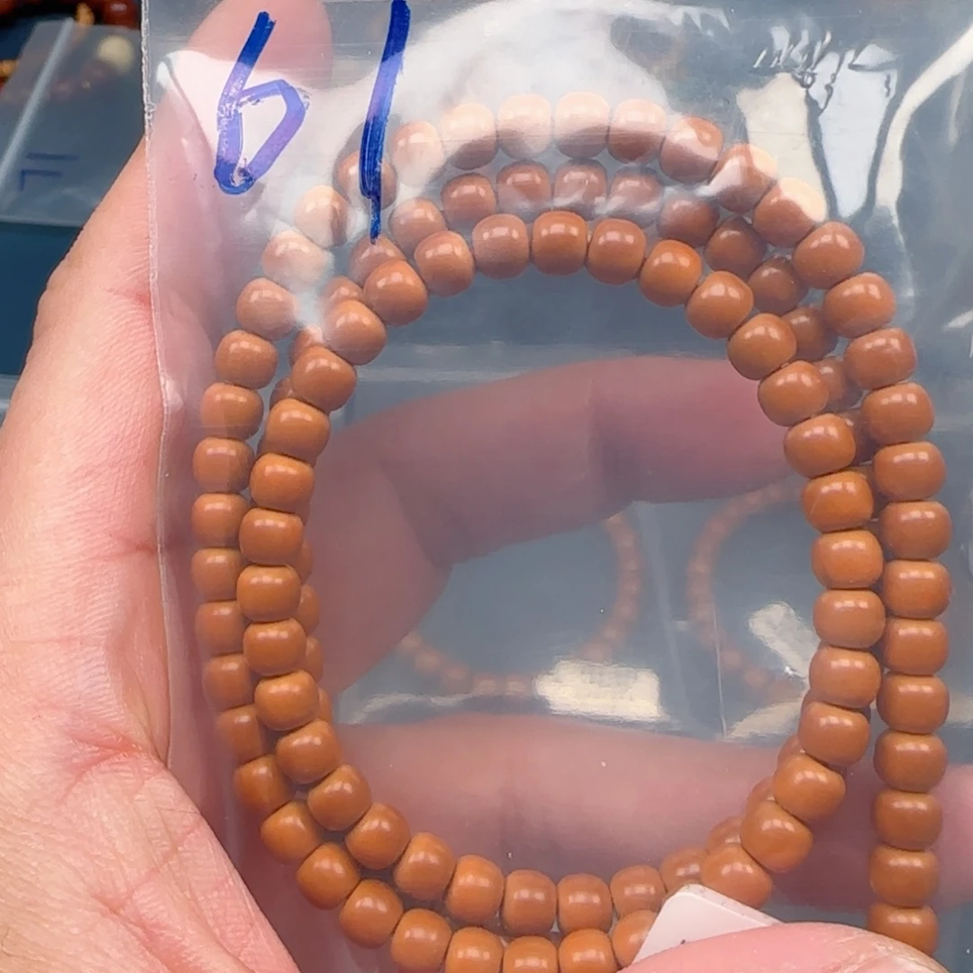 手串橄榄核老挝SS级核尖极限弧尺寸6.1×120颗全无白