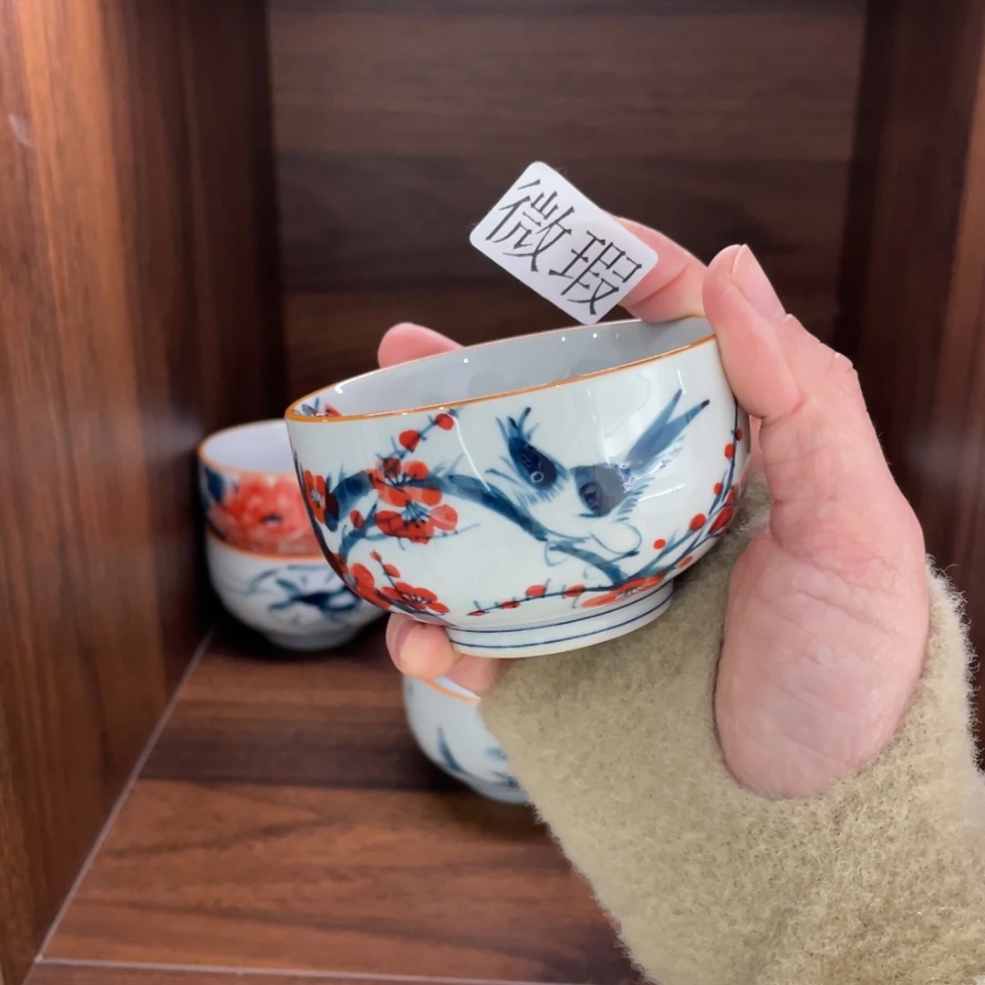 釉下手绘茶具微瑕