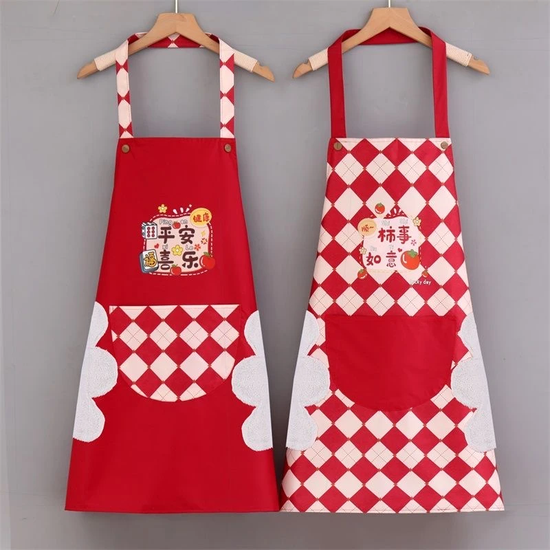 新年擦手卡通防油防污围裙韩版擦手围腰时尚虎年工作服家用