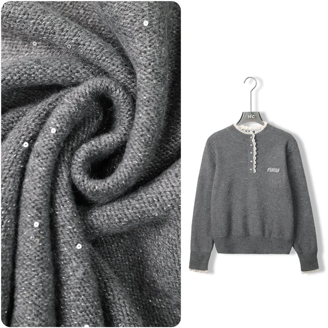 星动女主木耳边秋冬加厚气质百搭特种纱上衣女0995