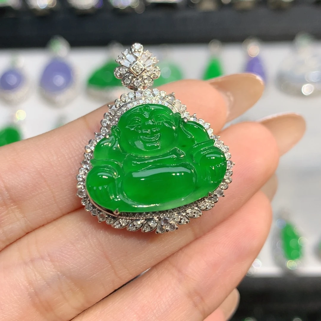 翡翠18K金镶嵌吊坠(不含链)