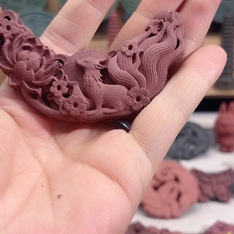 泥塑龙涎玫瑰九尾狐平安锁福利价