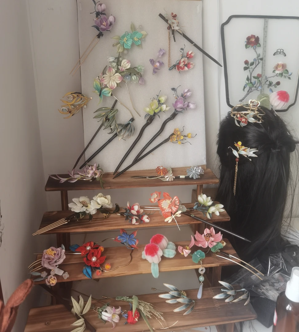 蒙蒙手作非遗缠花非遗绒花汉服头饰直播链接 no退 专拍