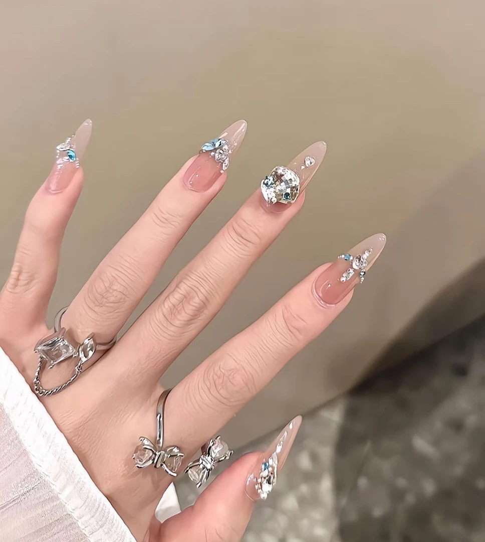 【桃子的穿戴甲】新款纯手工穿戴甲气质显白猫眼手工穿戴甲长短都有