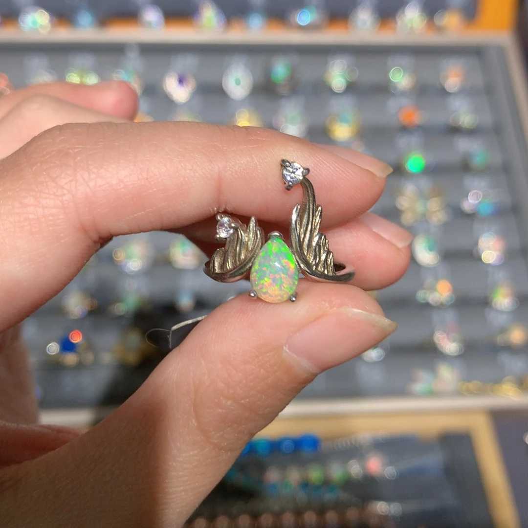 银S925镶嵌欧泊欧泊戒指y