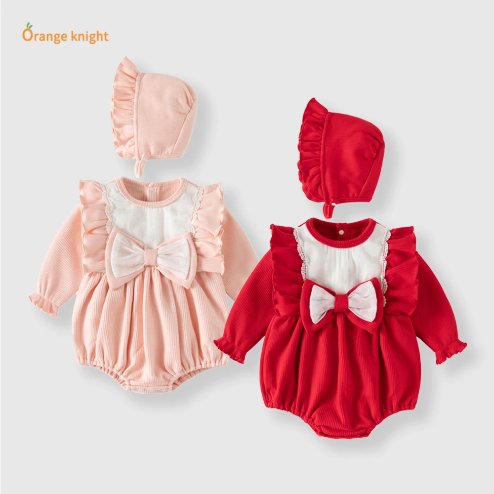 婴儿秋冬季加厚衣服洋气甜美公主满月百天礼服女宝长袖三角包屁衣