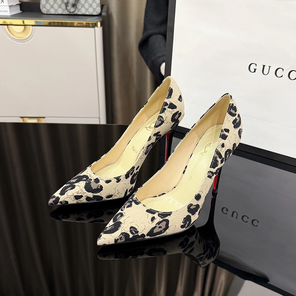 【甘师傅匠心之作】豹纹高跟鞋女细跟10厘米小众设计感尖头百搭单鞋