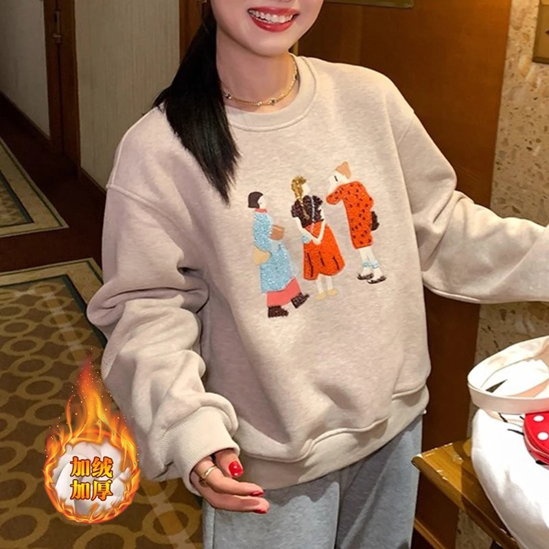 今年流行美式慵懒风卫衣女秋冬季2025新款爆款小个子加绒加厚上衣