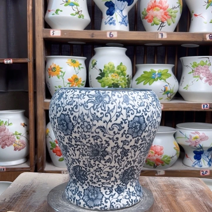 摆件鱼尾复古青花新款新款陶瓷