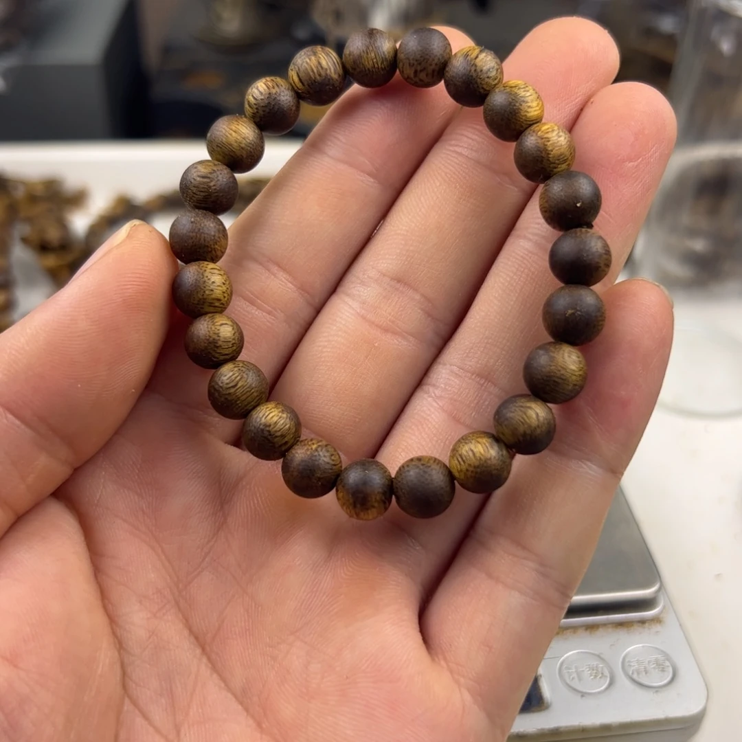 用***5沉香手串圆珠单圈8mm