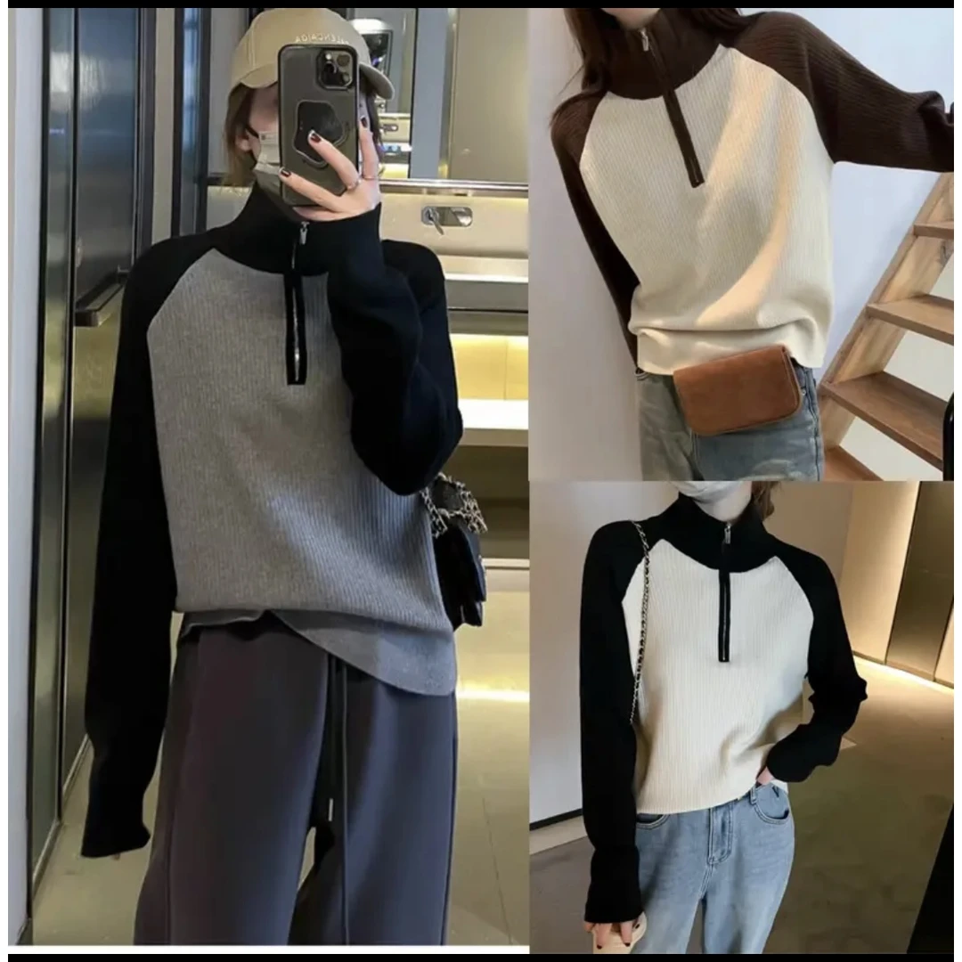 3503大门女装2025春季新款时尚针织衫上衣宽松显瘦休闲长袖毛衣女