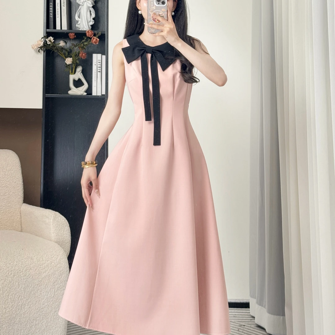 拉夏贝尔【粉蝶栖墨】2025夏甜美浪漫千金出游洋气连衣裙 10488 WCK