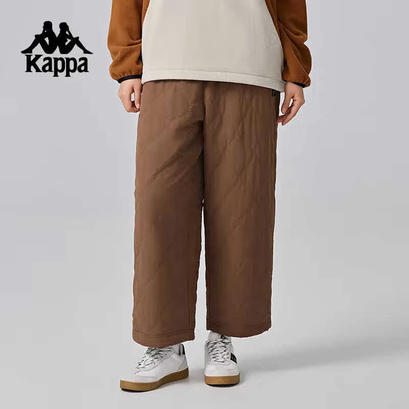 Kappa男女同款棉裤24秋冬御寒运动休闲阔腿舒适保暖裤K0EZ2AX30D