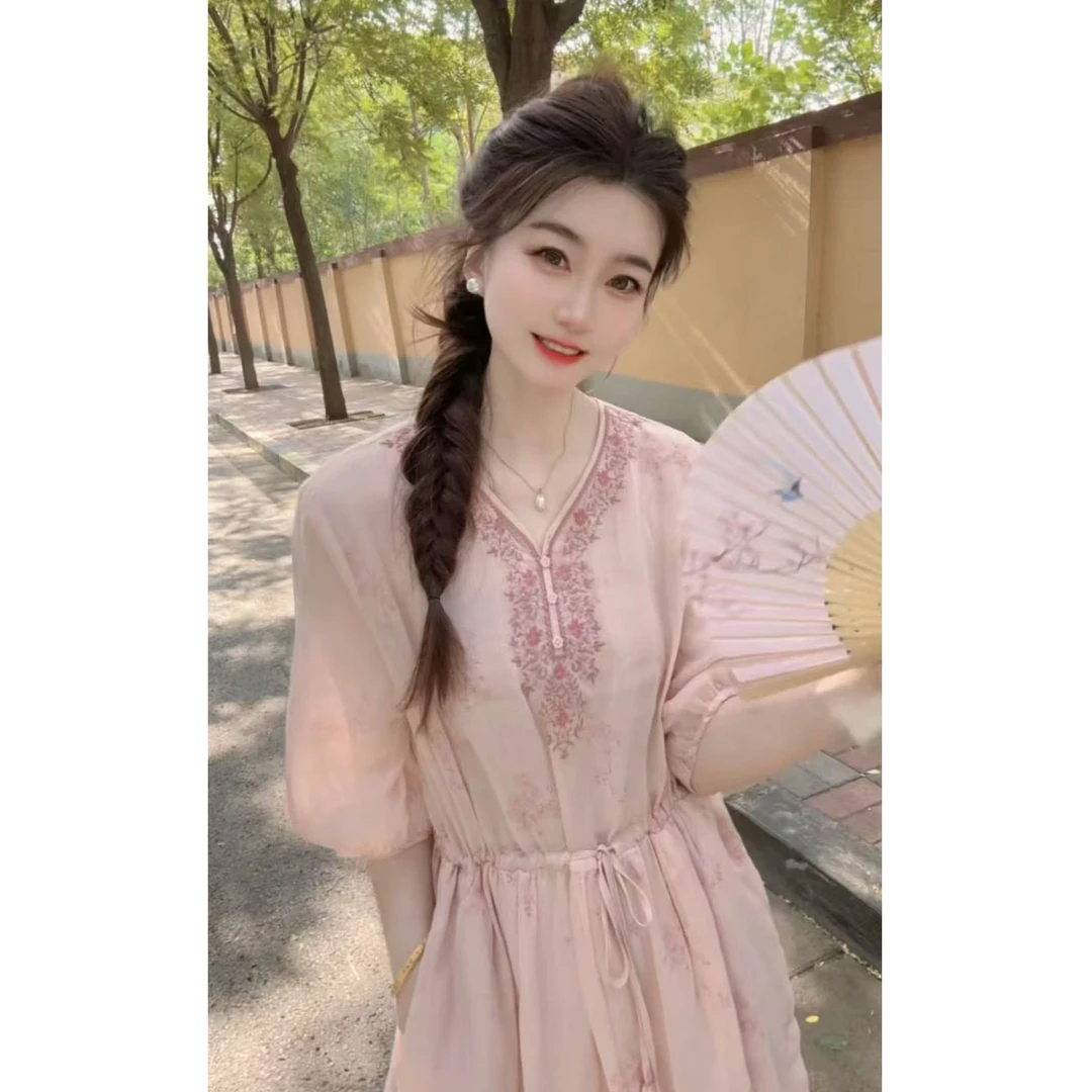 『花朵刺绣X』时尚气质百搭连衣裙50763