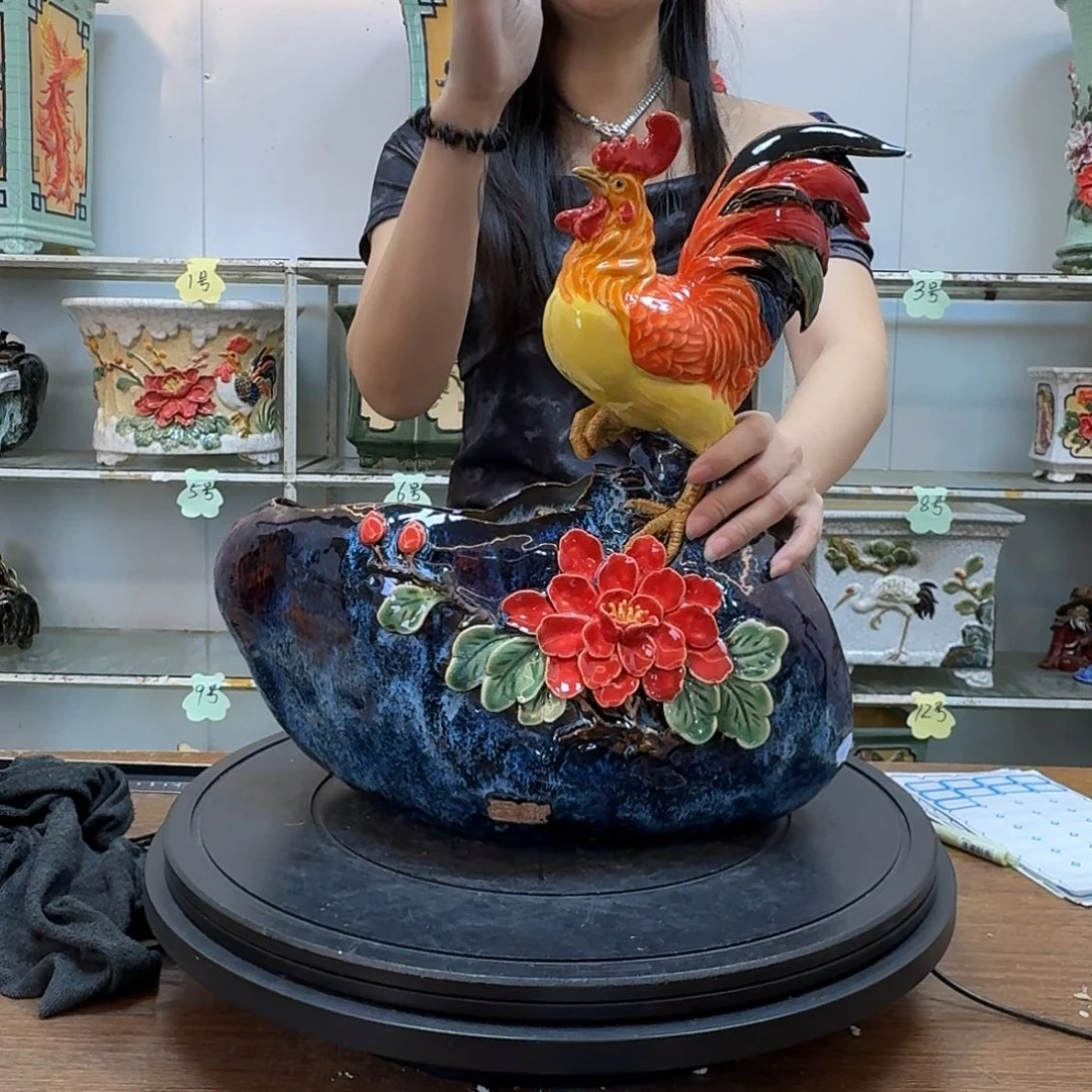 用***9无花朵石湾盆300陶泥花盆