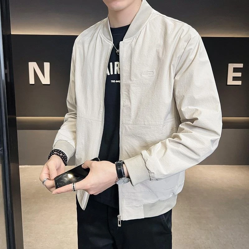 LOzP2025新款棒球领外套男士春秋季韩版修身休闲夹克纯色薄款透气