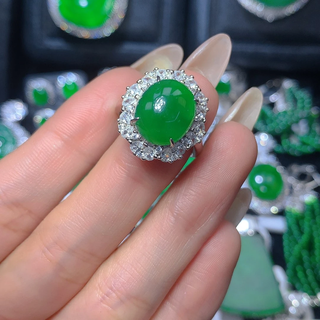 翡翠吊坠(不含链)银S925镶嵌翡翠