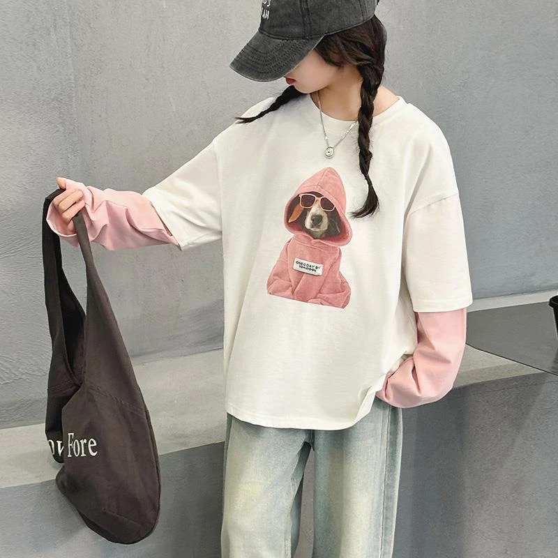 YeeHoO/英氏女童长袖T恤2025新款大童装春季潮酷穿搭女孩春装