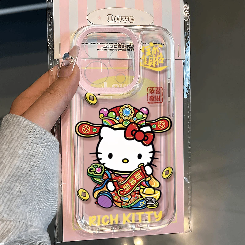 财神KT猫适用苹果16 15手机壳iPhone13promax防摔14 12男女xr软11