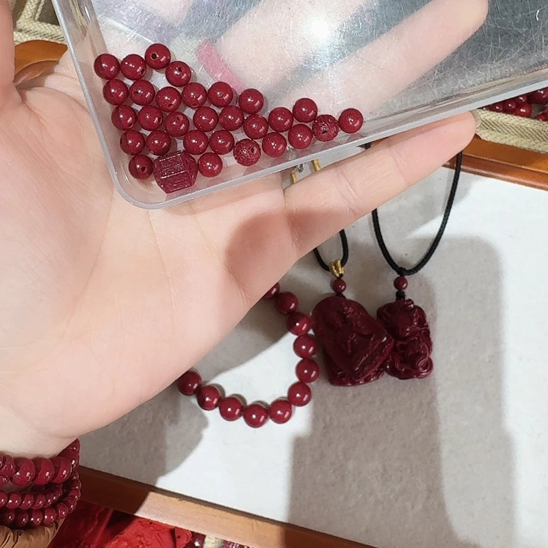 天然辰砂高含量紫金砂卡六顺字手串
