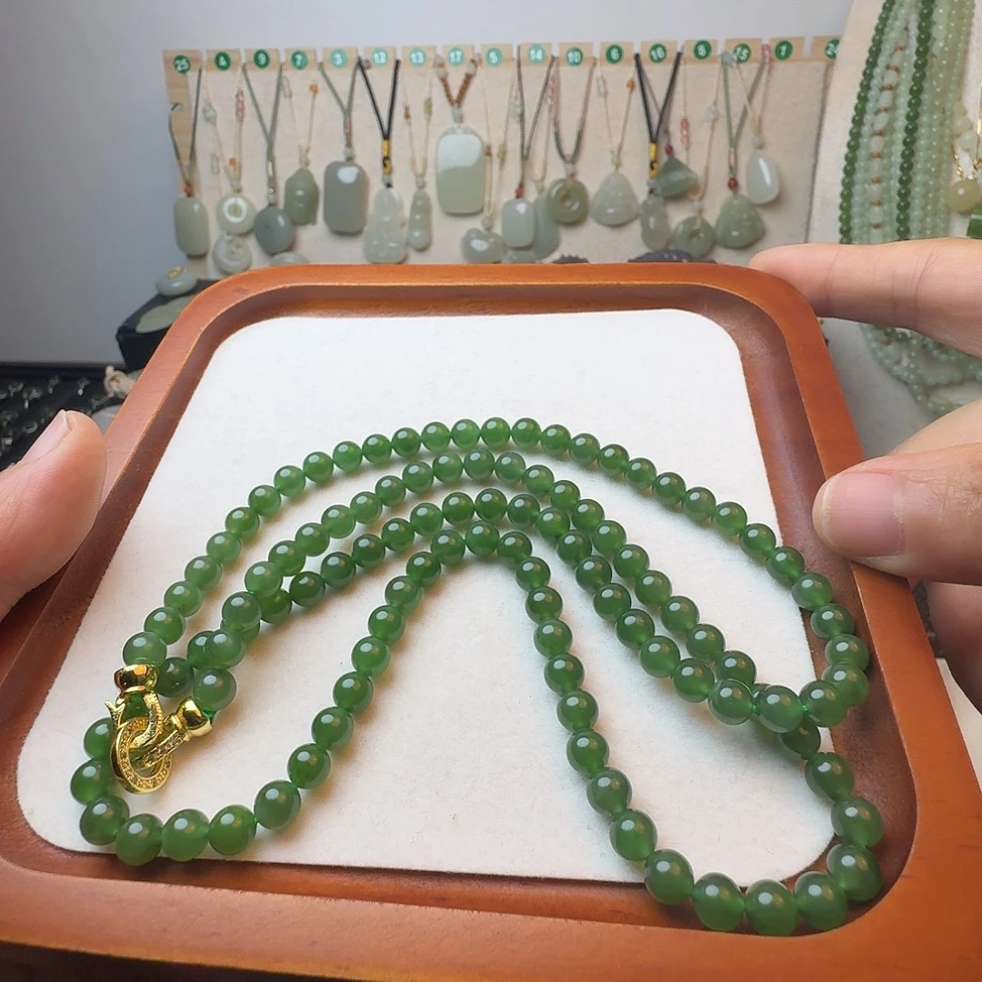 和田玉银S925镀金镶嵌颈饰