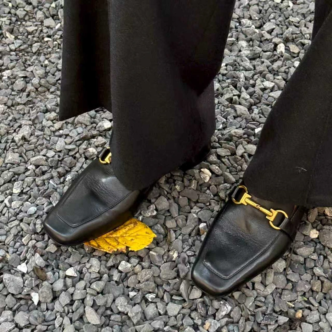 “四季”进口胎小牛经典时尚低跟百搭真皮乐福鞋82X234Q保暖