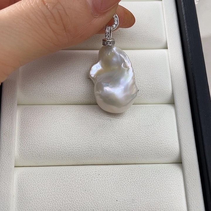 银S925镶嵌吊坠(不含链)淡水珍珠