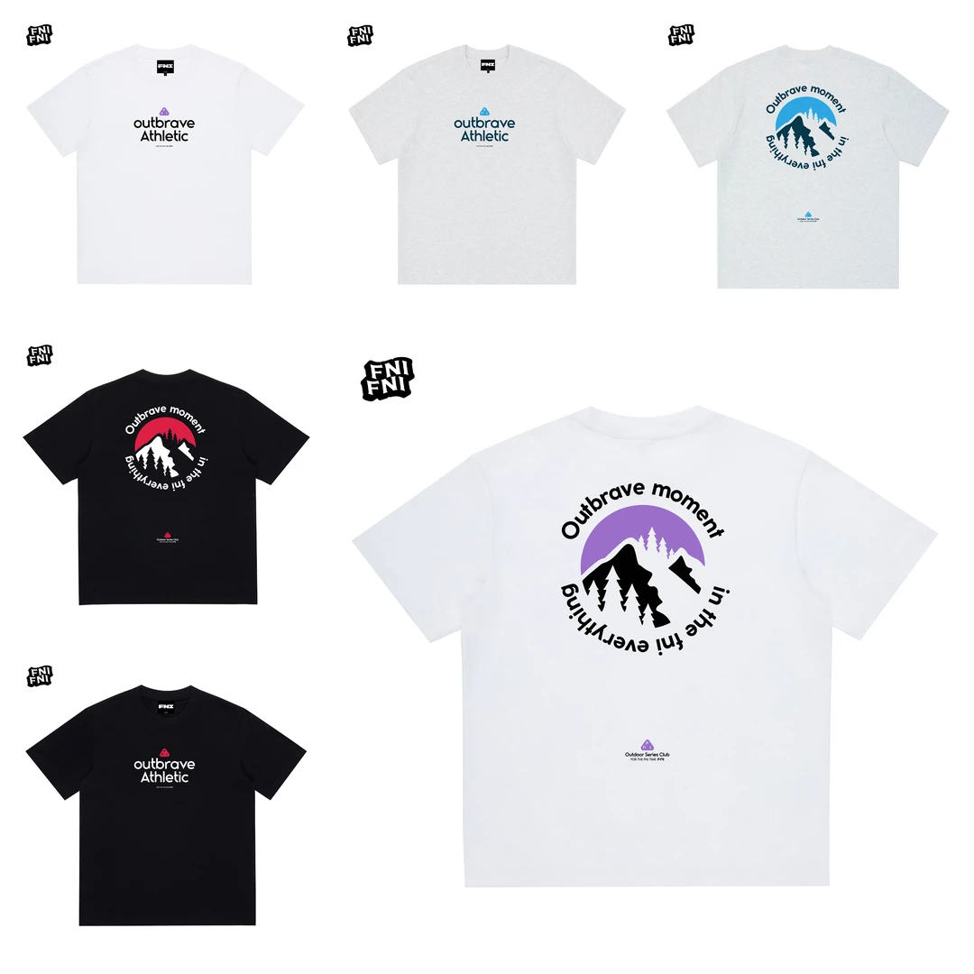 FNI黑标（雪山AB面）重磅纯棉男女同款t恤美式圆领短袖夏新款胶浆