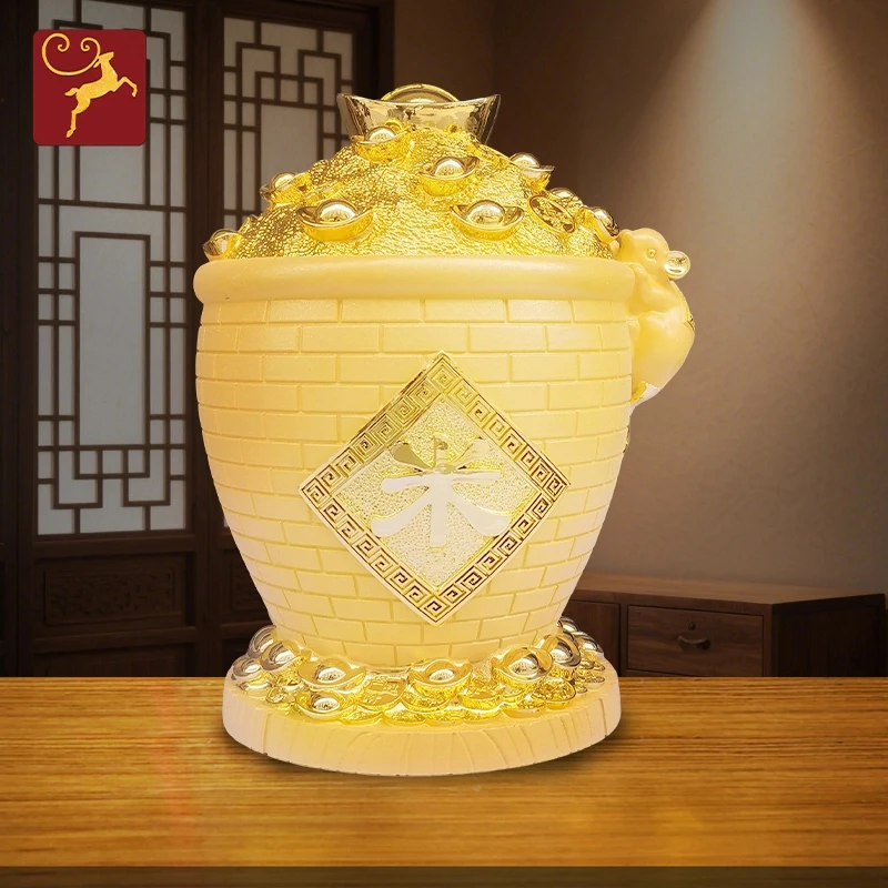 米桶存钱罐风水摆件进宝日进斗树脂开业馈赠礼品家居办公室装饰品