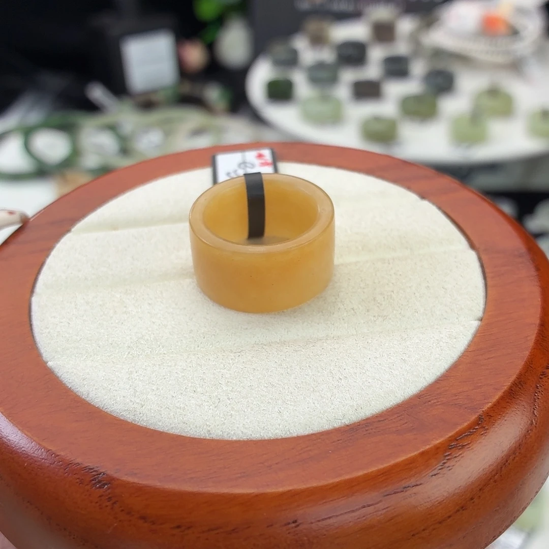 和田玉（糖玉）未镶嵌戒指i95橘糖圆切17.3不退换