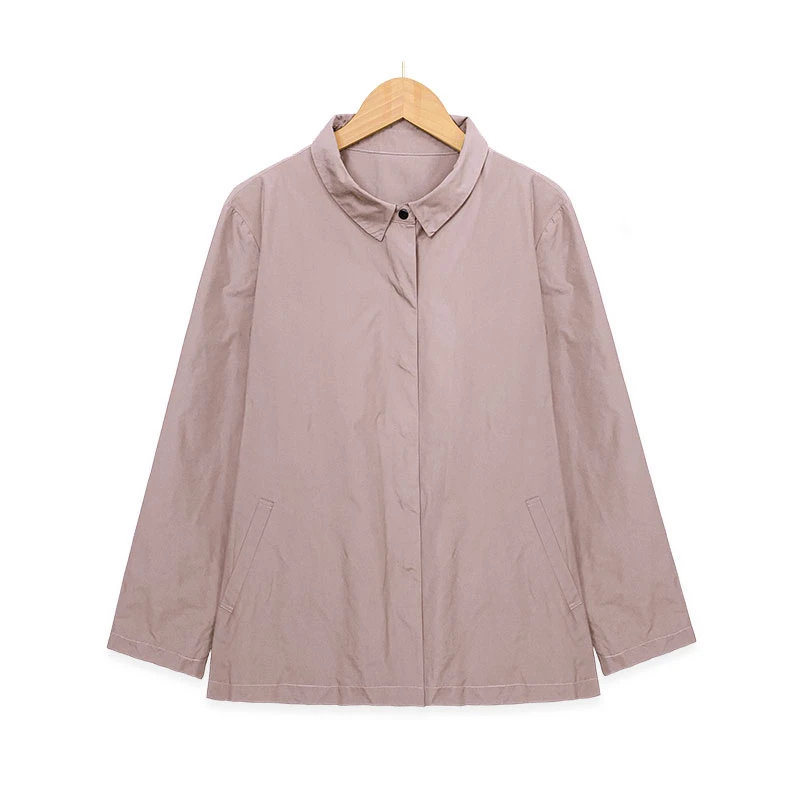 断码清！纯色短风衣女单排扣带里衬外套宽松显瘦遮肉洋气