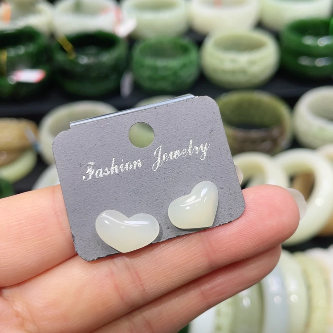 银S925镶嵌和田玉耳饰