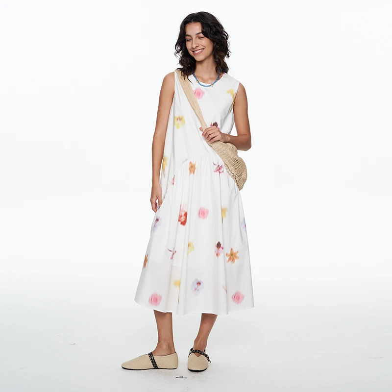 LABERTHREE X THE ENES 法式文艺风浪漫度假花园印花无袖连衣裙