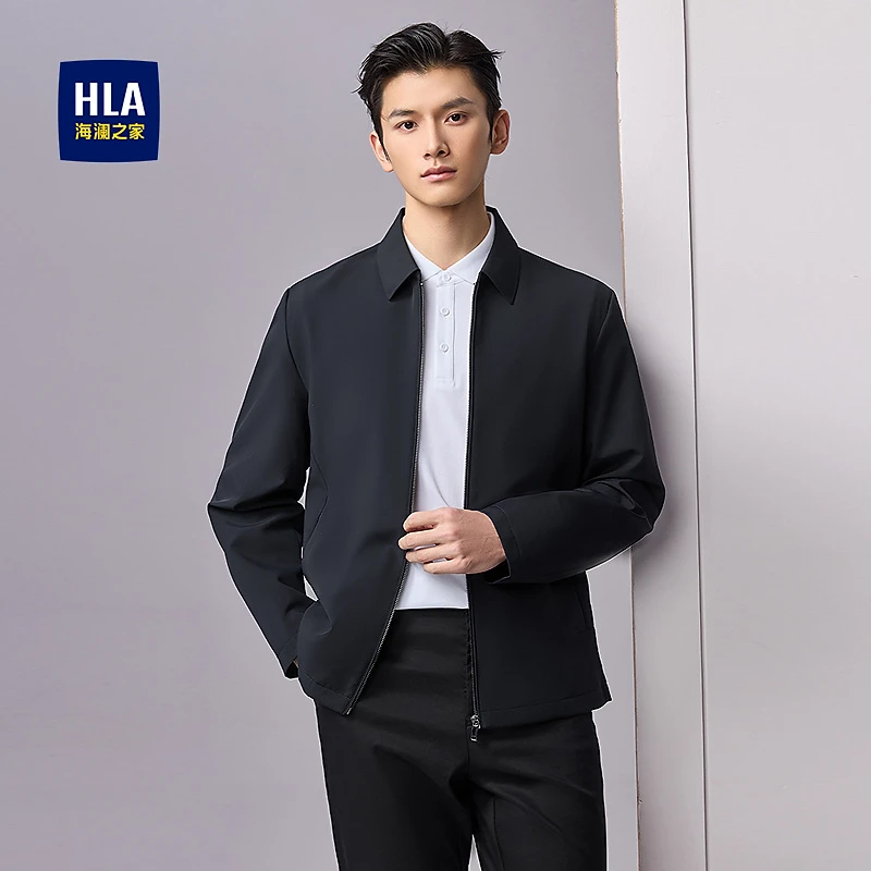 【经典翻领】HLA海澜之家夹克男25新休闲风纯色工装外套男春秋
